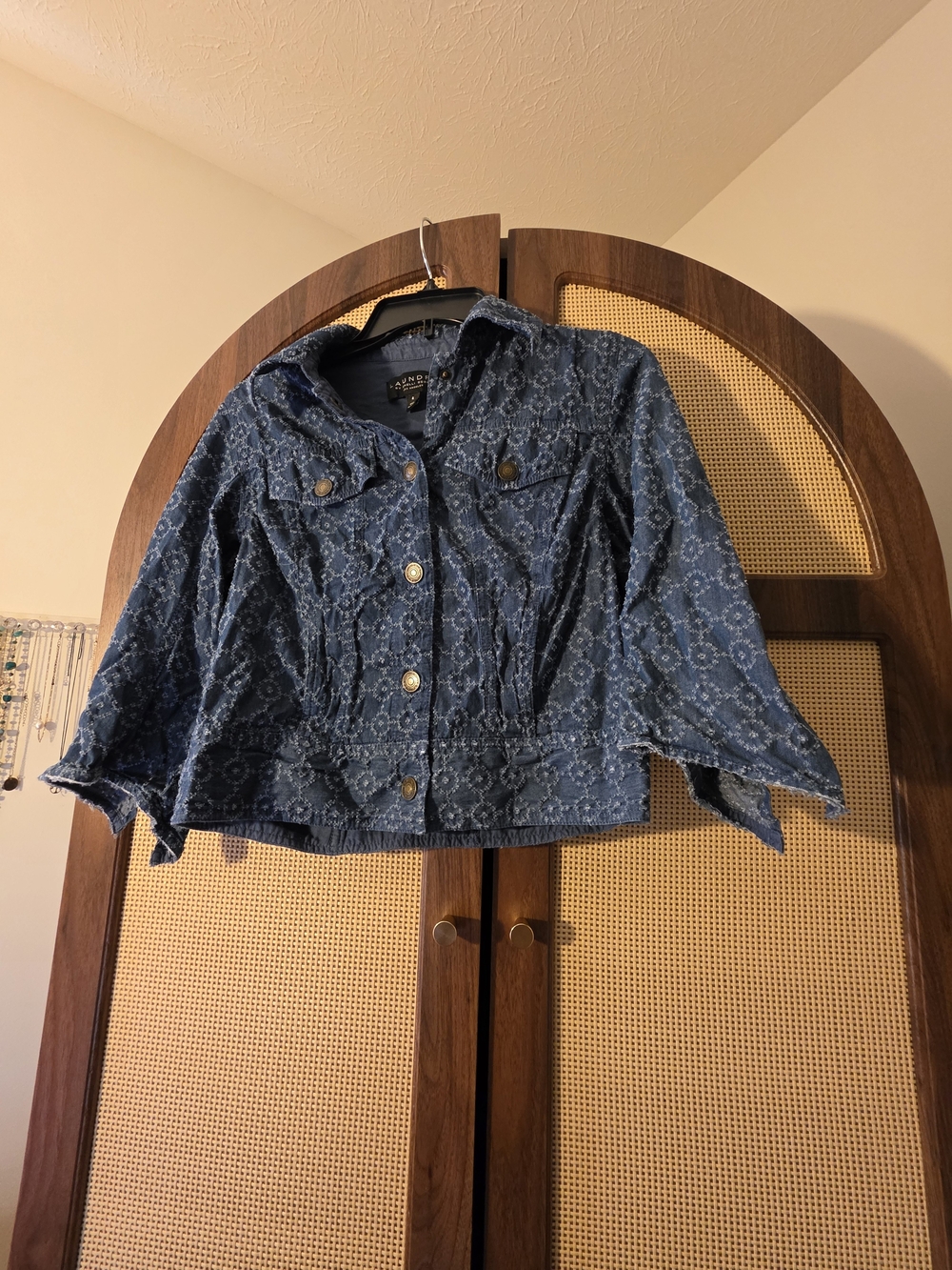 Laundry By Shelli Segal Blue Patterned Denim Jacket